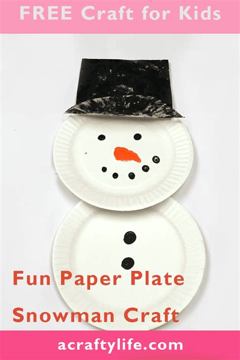 Easy Paper Plate Snowman Craft For Kids A Crafty Life