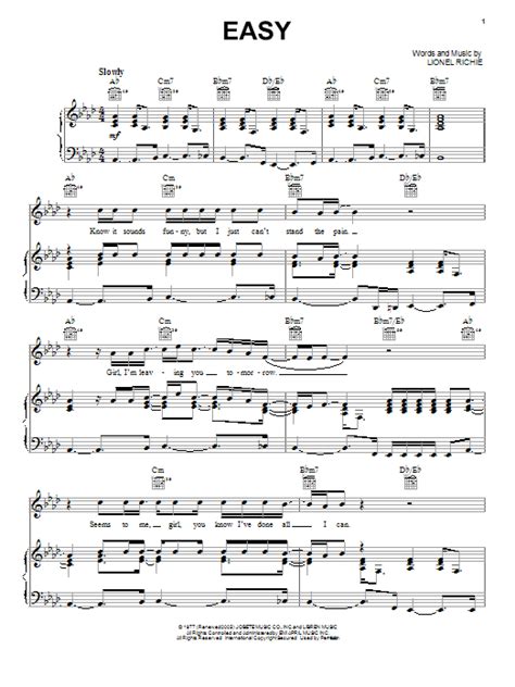The Commodores Easy Sheet Music Notes Download Printable Pdf Score 175281