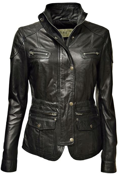 Damen Lederjacke Lilli In Washed Schwarz Leder2000