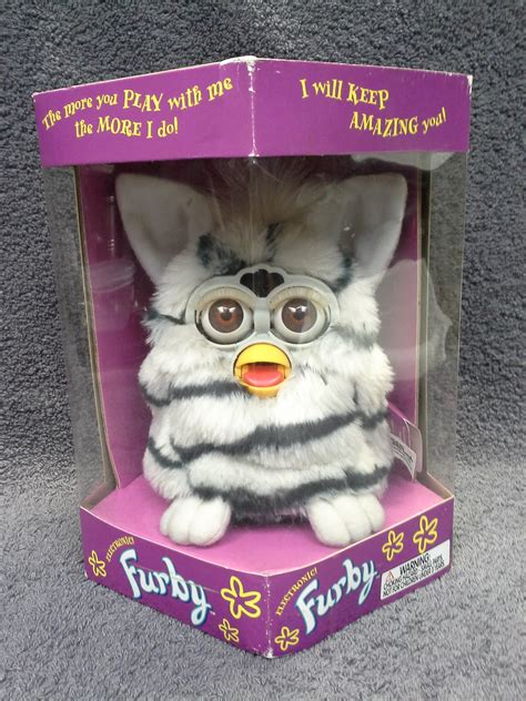 1998 1st Gen Zebra Furby With Brown Eyes New In Factory Sealed Box 70