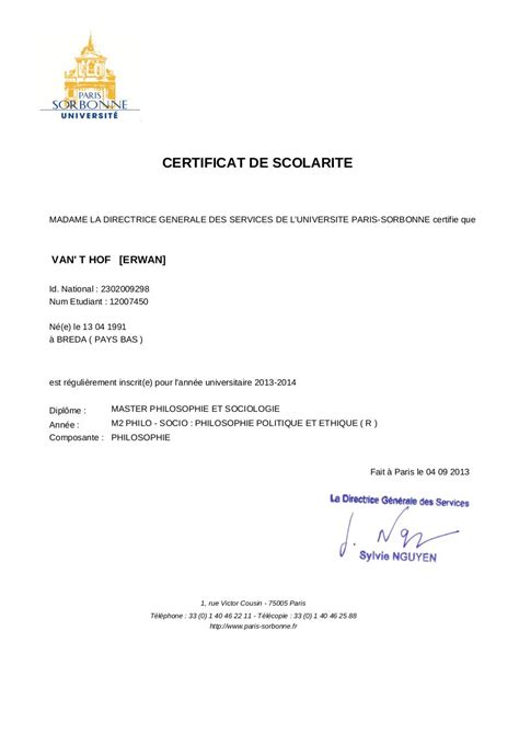 Certificat De ScolaritÉ