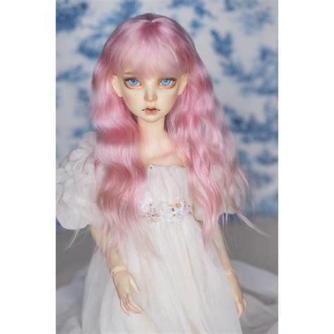 13 Bjd Doll Light Pink Wig Doll Long Curly Wig Doll Pink Etsy