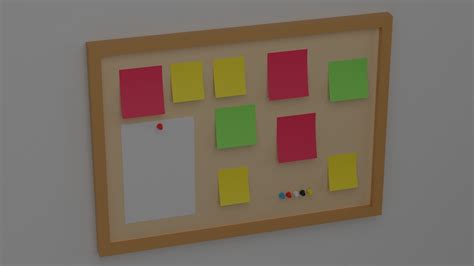 3d Model Cartoon Cork Board With Push Pin Vr Ar Low Poly Cgtrader