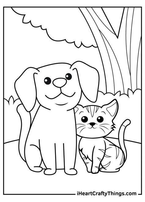 Dog And Cat Coloring Pages In 2021 Cat Coloring Page Dog Cat