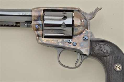 the best known colt single action army revolver with long fluted cylinder remaining in excellent to