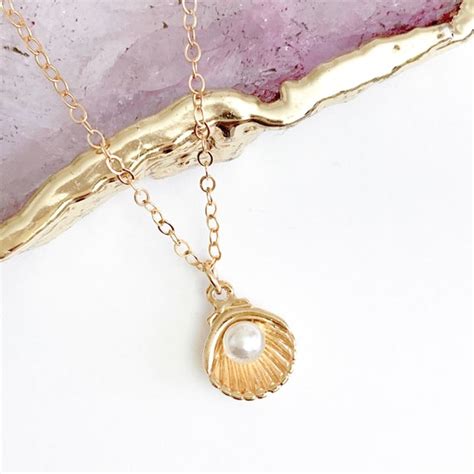 Pearl Seashell Necklace Shell Necklace Seashell Necklace Etsy