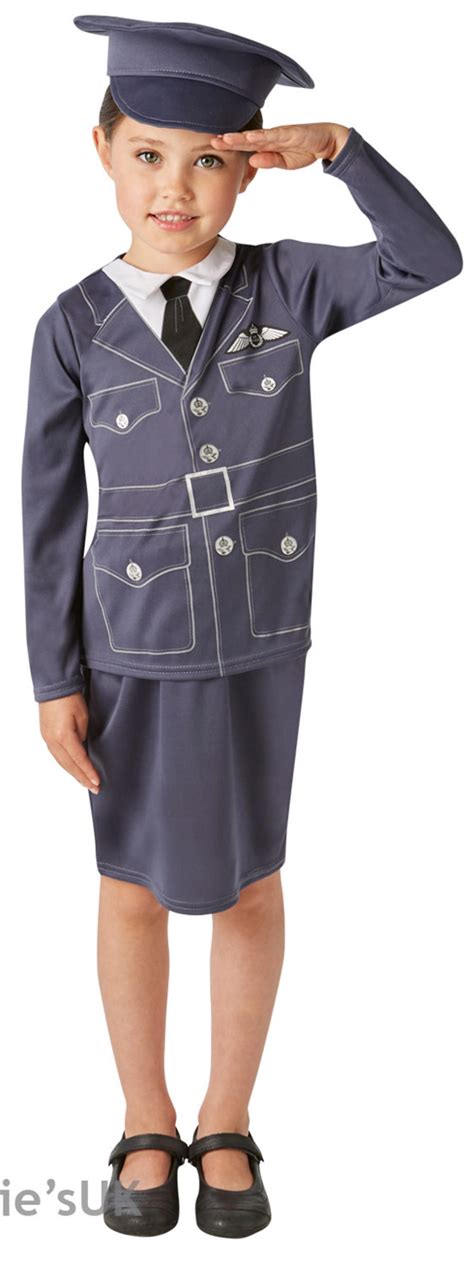 Wraf Girls Fancy Dress Raf Pilot Uniform Occupation Ww2 Kids Childs