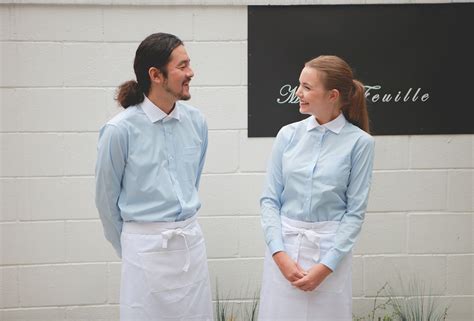 Working Wear Guoup Amont Restaurant Uniform Barista Bar Work Wear Skyblue Couple Shirts