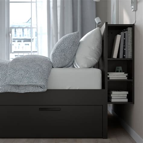 Brimnes Bed Frame With Storage And Headboard Blacklönset Full Ikea
