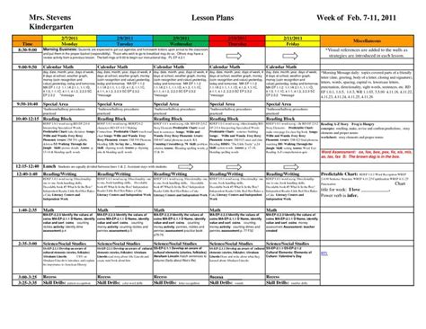 30 Prek Lesson Plan Templates Simple Template Design Kindergarten