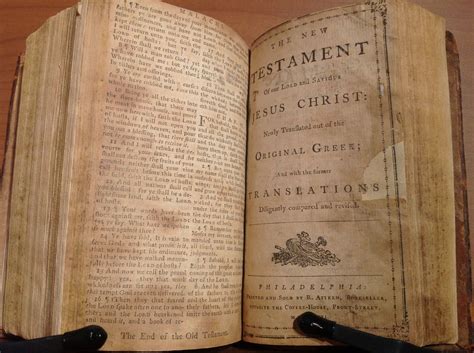 1782 Robert Aitken Bible The First English Bible Printed In America