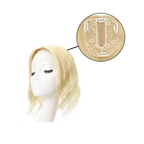 Wavy Human Hair Topper For Thinning Crown 1012cm Silk Base Bleach Blo