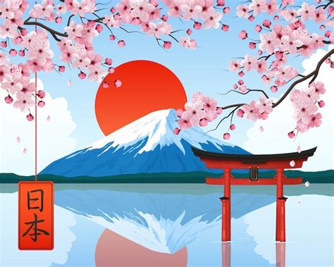 Free Vector Japan Landscape Illustration