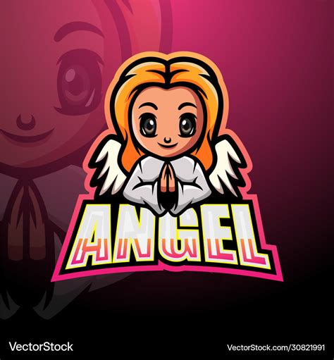 Angel Girl Mascot Esport Logo Design Royalty Free Vector