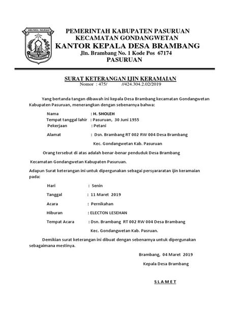 Tempat download contoh surat izin usaha. Contoh Surat Pengantar Izin Keramaian Dari Desa - Berbagi ...