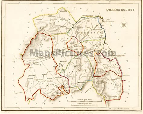 County Queens County Laois Ireland Map 1837