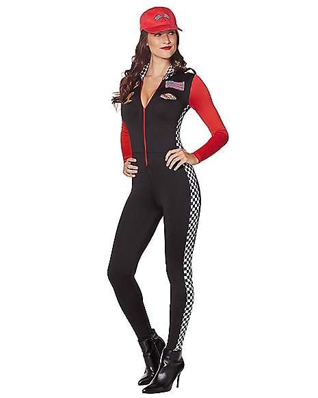Sexy Women Racer Cosplay Fancy Costume Long Sleeves Race Car Driver Jumpsuit With Gloves