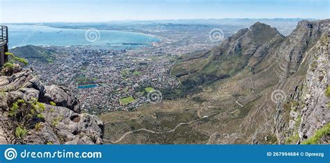 Panorama Of Cape Town City Bowl Seen From Table Mountain Stock Photo