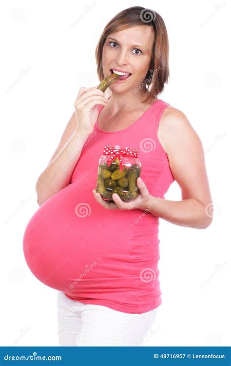 pregnant woman with pickles stock image image of woman belly 48716957