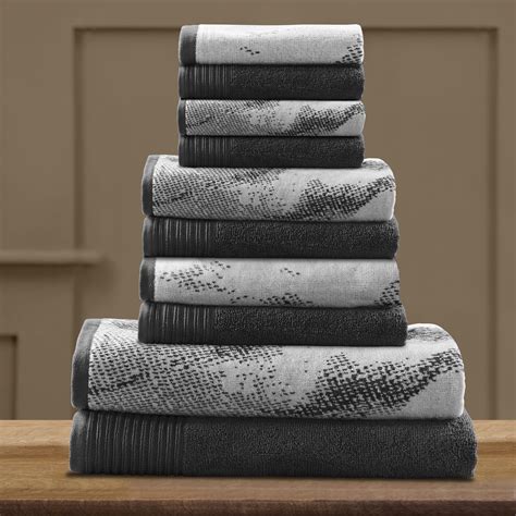 Impressions Edaline Marbled Cotton 10 Piece Towel Set Black Walmart
