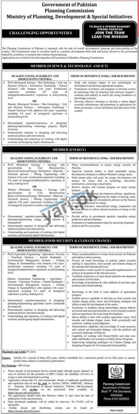 Planning Development And Special Initiatives Ministry Yaripk Jobs