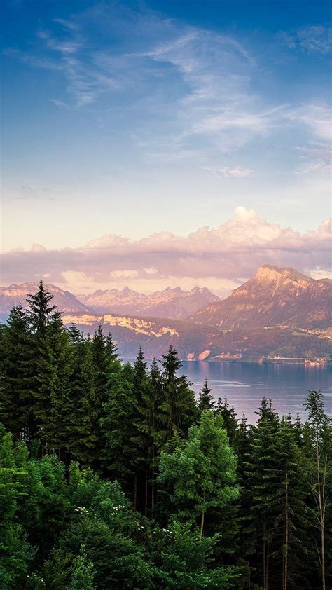 Switzerland Mountains Clouds Sunset Iphone Wallpaper Landscape
