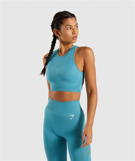 Nepriekaištingai atrodantys drabužiai puikiai tinka ir aktyviam laisvalaikiui. Gymshark Flawless Knit Sports Bra - Teal 1 | Sports bra ...