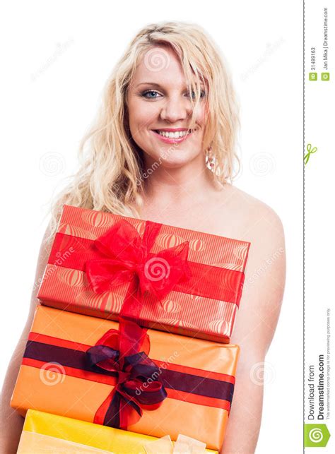 Happy Naked Woman With Gifts Stock Image Image Of Holiday Naked