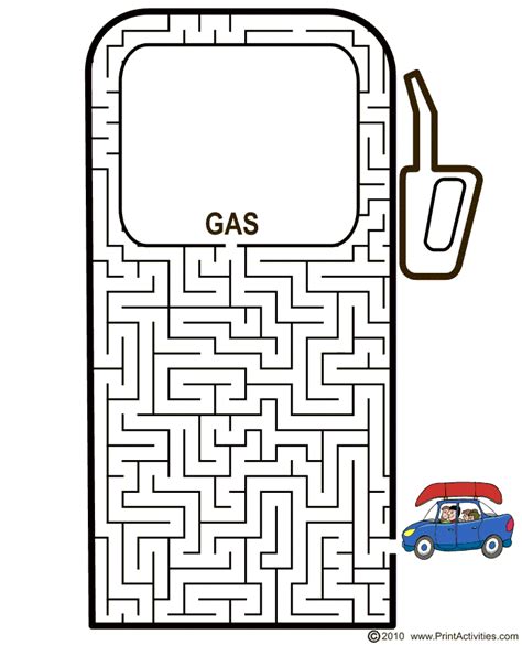 Car Maze Free Printable Gas Pump Maze