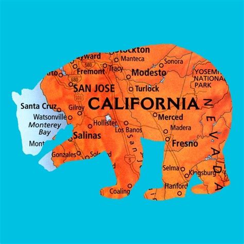 Brown Bear Map California Print California Urban Legends