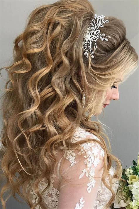 20 Half Up Half Down Wedding Hairstyles | Roses & Rings The most perfect option of flowers would be orchids.