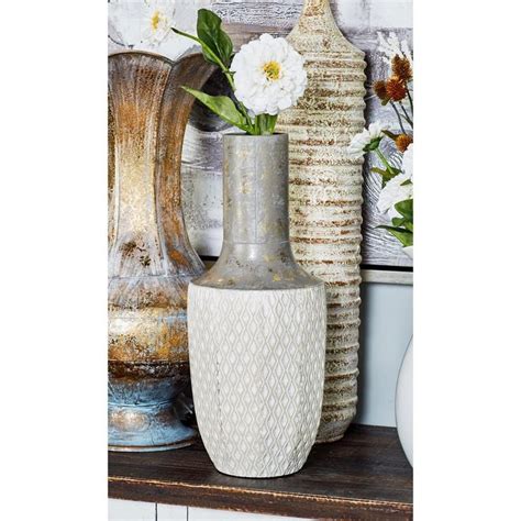 Litton Lane 20 In White Iron Decorative Vase With Lekthos Type Body Vases Decor Table Vases