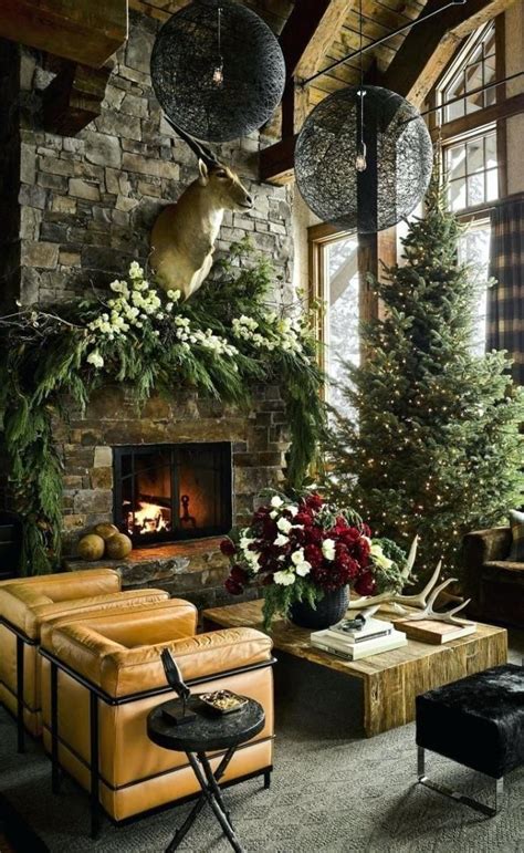 Cabin Style Homes Interior Mountain Home Decorating Ideas Cute Decor Log Christmas