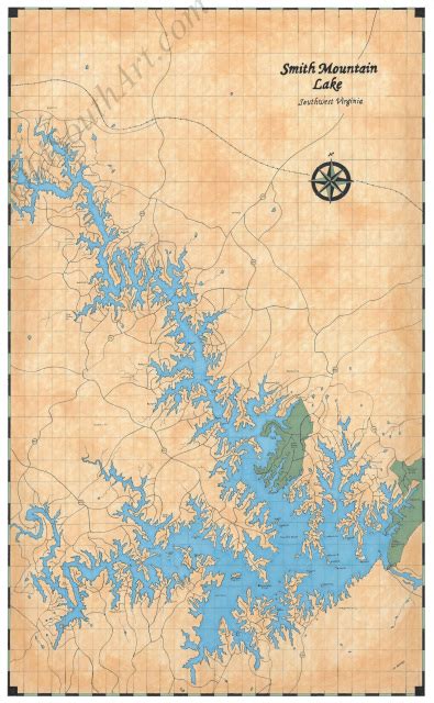 Stuwmeer in de verenigde staten (nl). Smith Mountain Lake Map