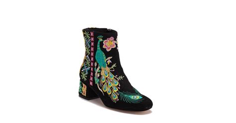 Johnny Was Retro Peacock Black Suede Embroidered Boot Lyst