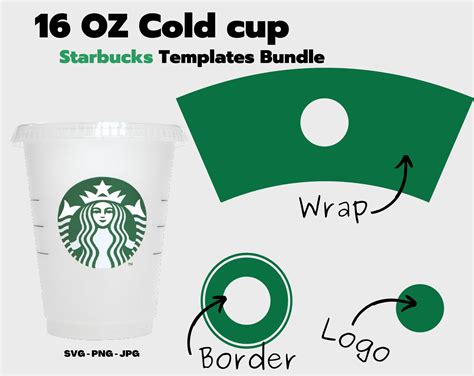 Full Wrap 16 Oz Starbucks Cup Template Svg For Starbucks Etsy