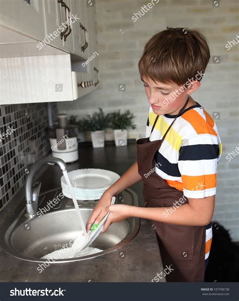 Boy Doing The Dishes Stock Photo 107708738 Shutterstock