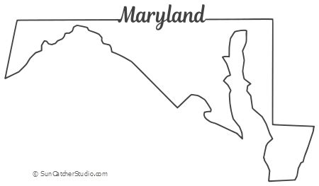 Maryland - Map Outline, Printable State, Shape, Stencil, Pattern | Map outline, State outline, Map