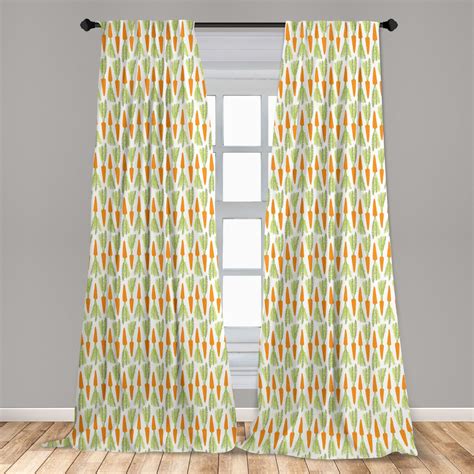 Vegetables Curtains 2 Panels Set Repetitive Food Themed Pattern With