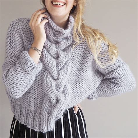 What's the difference between jumpers and sweaters, we hear you ask? Cropped Cable Knit Jumper - Knitting Pattern - Lauren ...