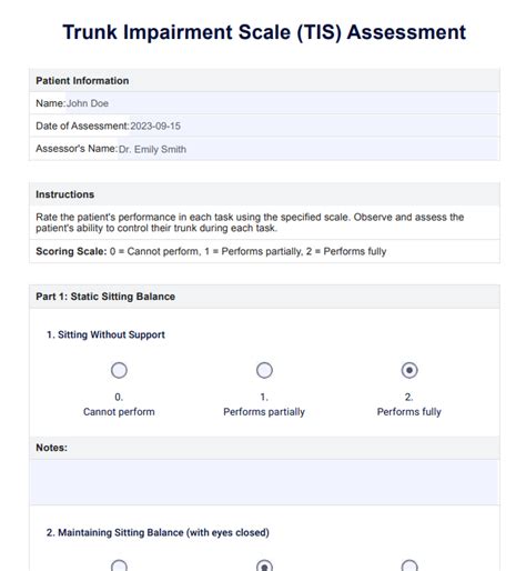 Trunk Impairment Scale And Example Free Pdf Download