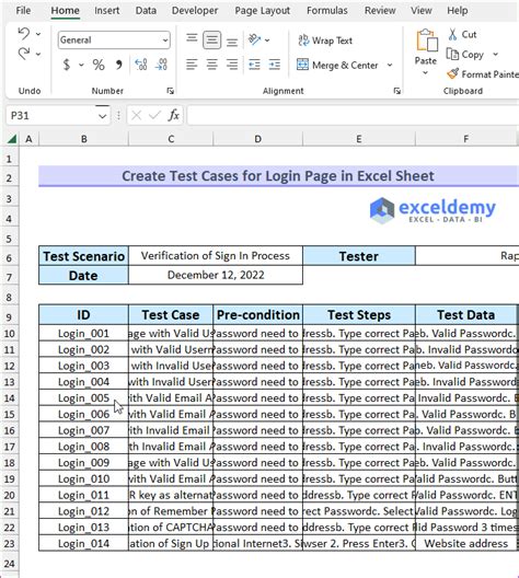 Create Test Cases For Login Page In Excel Sheet With Easy Steps