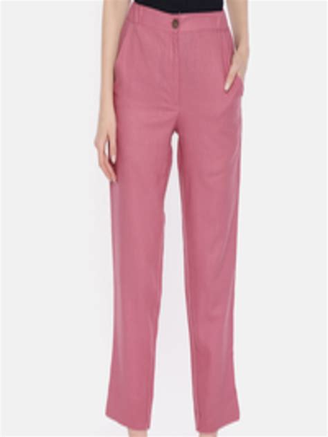 Buy And Women Pink Regular Fit Solid Trousers Trousers For Women 11284610 Myntra