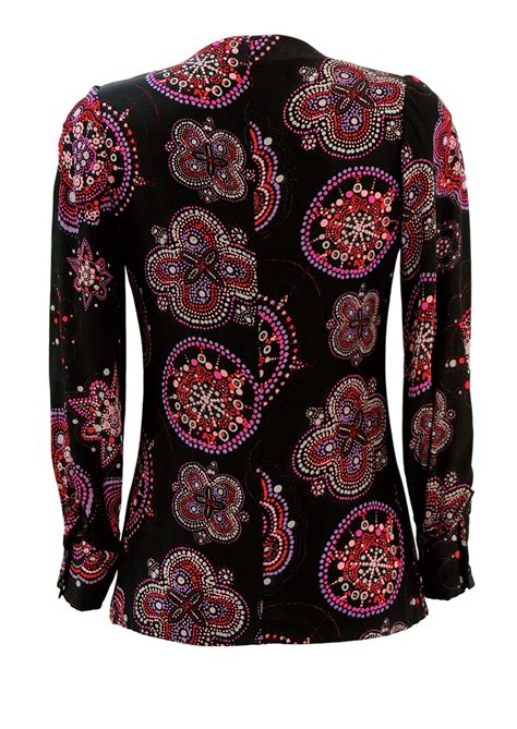Emanuel Ungaro Parallele Blouse With Black Red And Purple Abstract