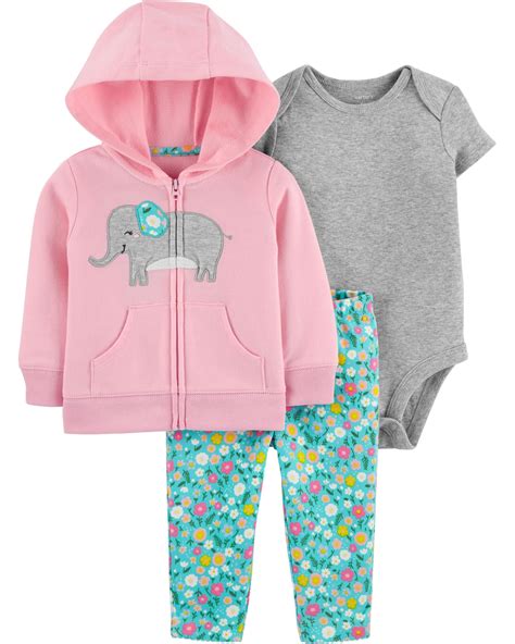 3 Piece Elephant Little Jacket Set Carters Baby Girl Floral Print