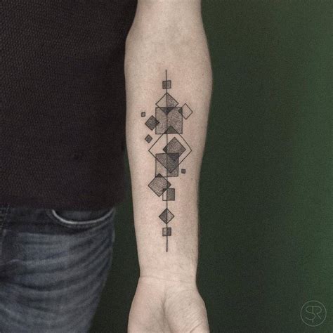 Abstract Dotwork Geometric Tattoo On The Forearm
