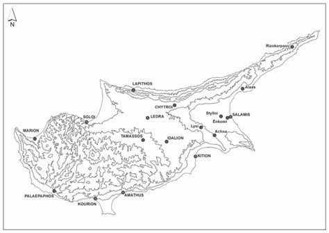 Map Of Cyprus With Early Iron Age Sites Mentioned In The Text Prepared