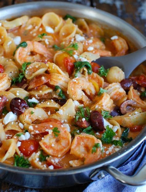 Cook 1 minute, stirring to prevent garlic from overbrowning. One Pot Mediterranean Shrimp Pasta {with Lactose-Free ...