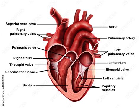 Medical Illustration Of Human Heart Anatomy Stock Illustration Adobe