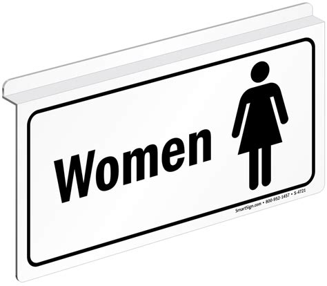 In my mind, they are ugly and chessy, and also i heard that they can do some damages to plaster walls. Drop Ceiling Projecting Women Restroom Sign, SKU: S-4721